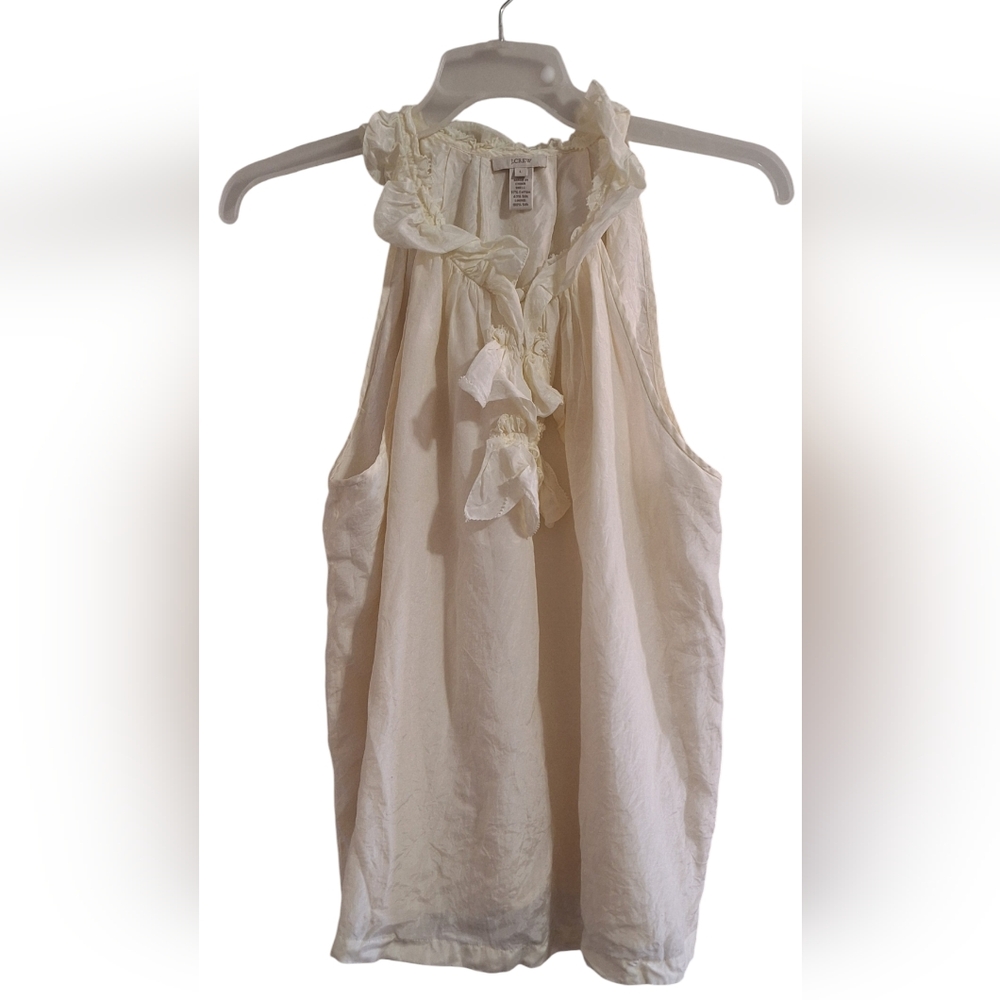 J.Crew Cream Ruffle Blouse Size L